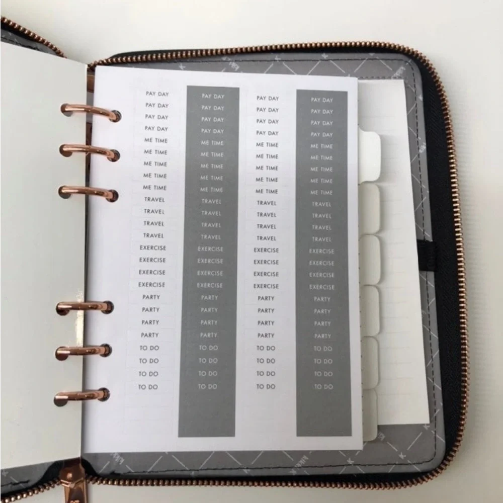 Kikki.K B6 Black Croco Embossed Zippered Planner